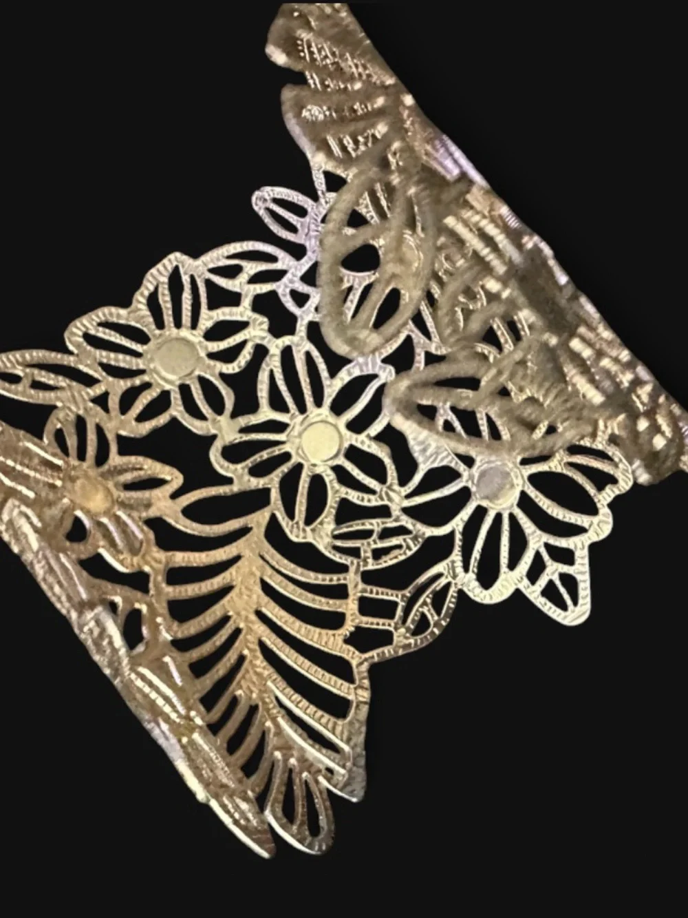Delicate Gold Floral Filigree Cuff Bracelet